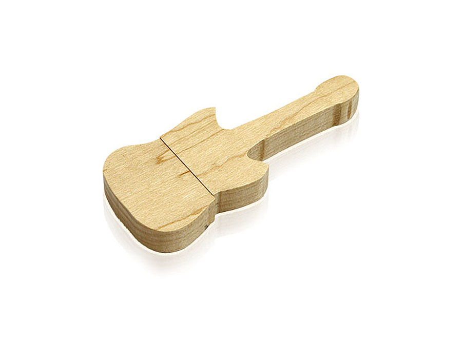 Gitarre USB-Stick aus Holz mit Logodruck