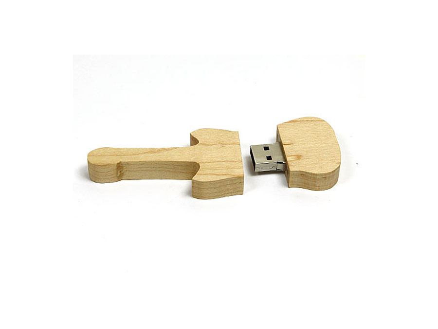 Gitarre USB-Stick aus Holz mit Logodruck